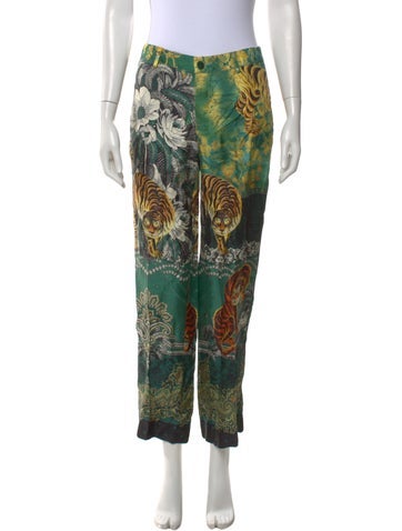 Pre-owned F.r.s For Restless Sleepers Silk Wide Leg Pants In Green