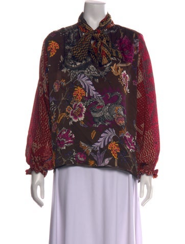 Pre-owned F.r.s For Restless Sleepers Silk Floral Print Blouse In Multicolor