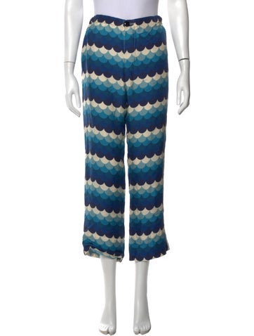 Pre-owned F.r.s For Restless Sleepers Silk Wide Leg Pants In Blue