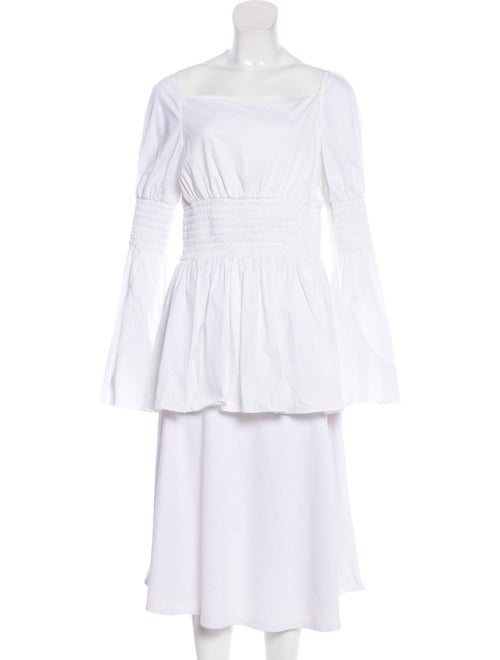 Rosetta Getty Long Sleeve Square Neck Top White