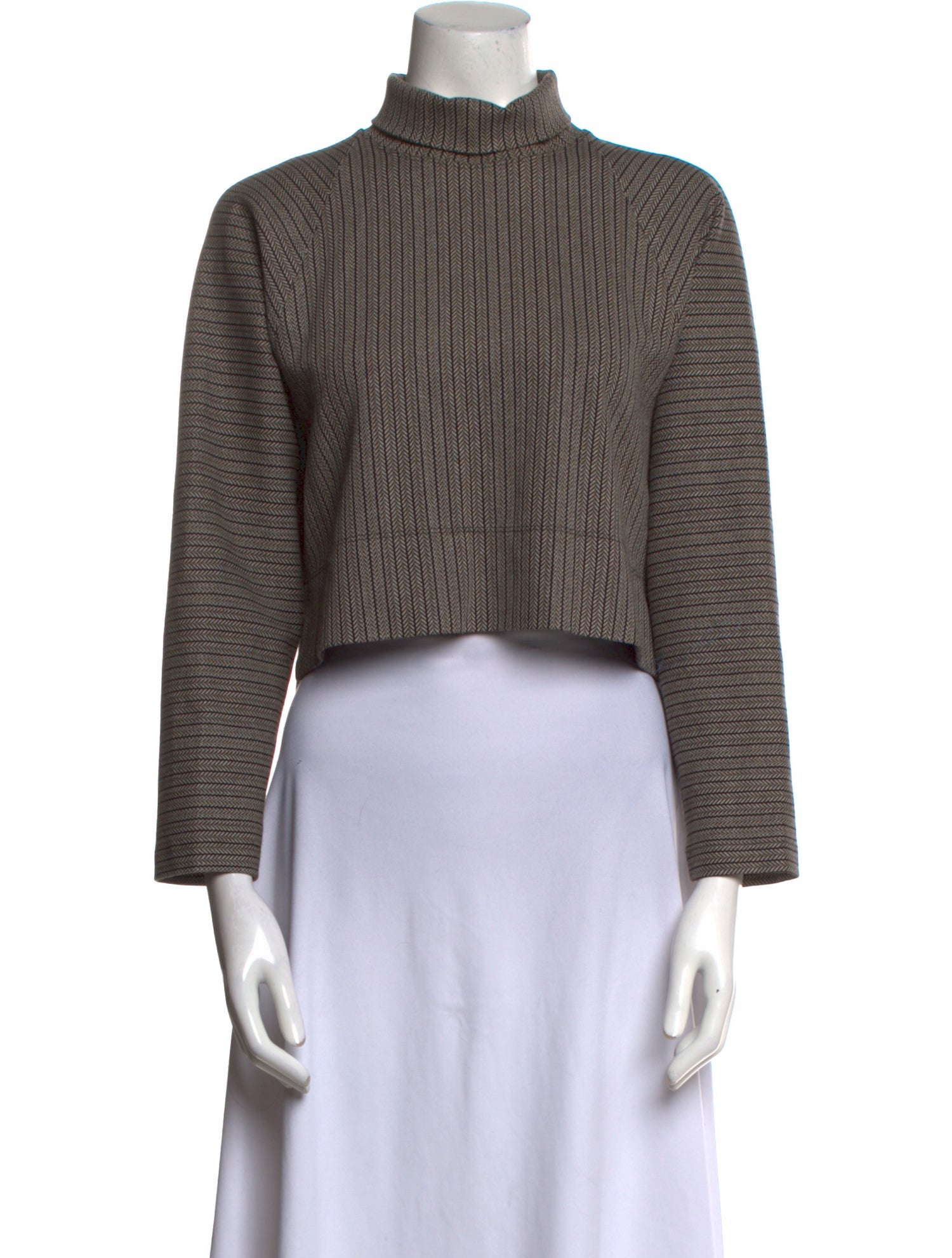 Rosetta Getty Mock Neck Three-Quarter Sleeve Crop Top