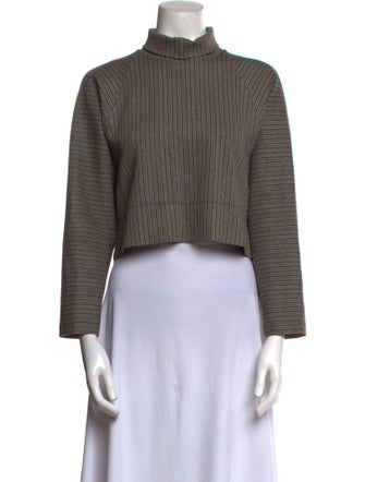 Rosetta Getty Mock Neck Three-Quarter Sleeve Crop Top