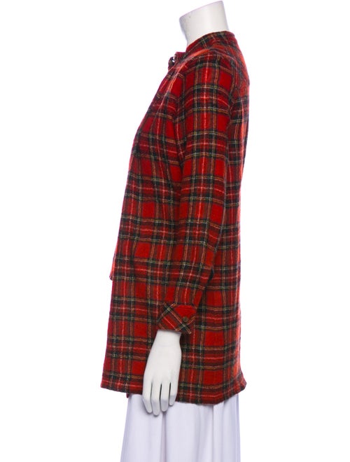 Rosetta Getty Wool Plaid Print Button-Up Top