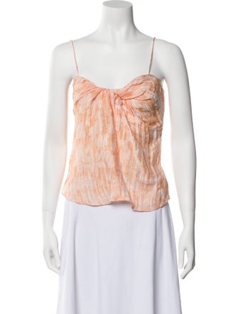 Rosetta Getty Printed Square Neckline Crop Top