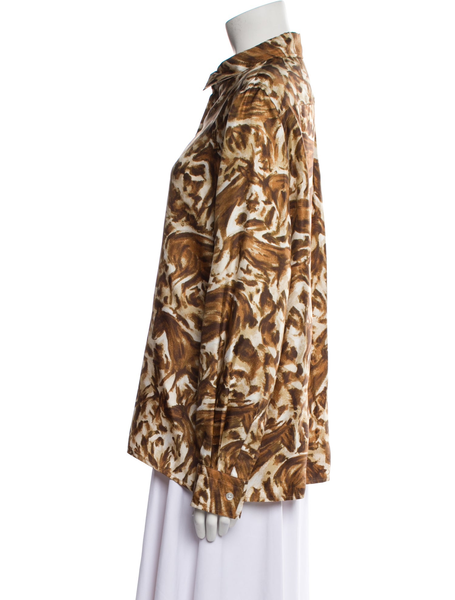 Rosetta Getty Silk Printed Button-Up Top w/ Tags