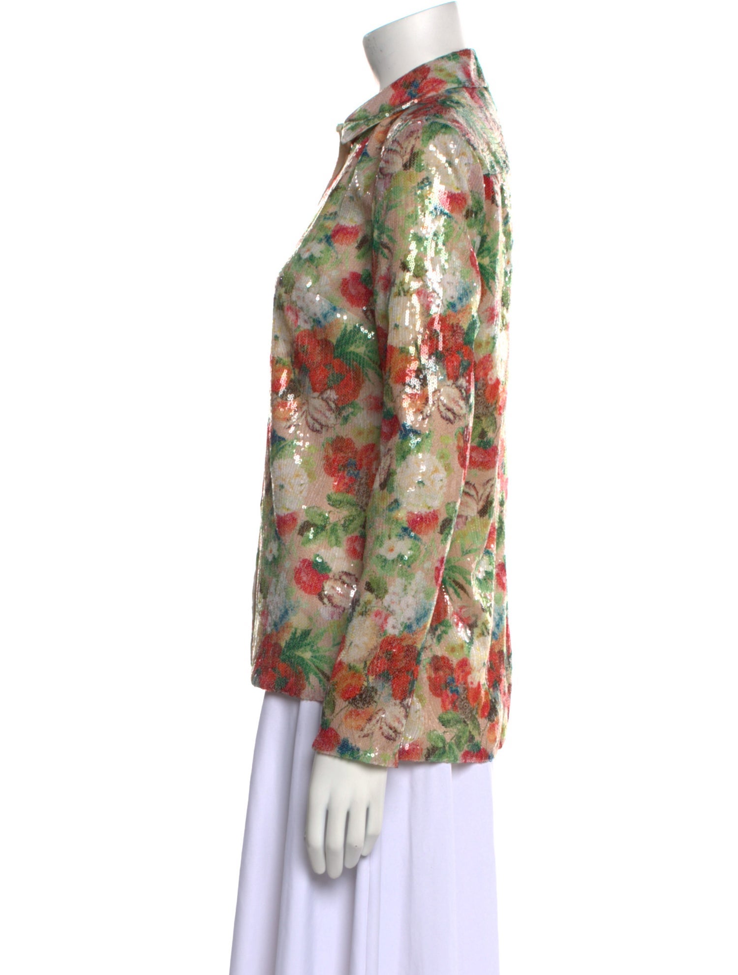 Rosetta Getty Sequin Floral Print Button-Up Top w/ Tags