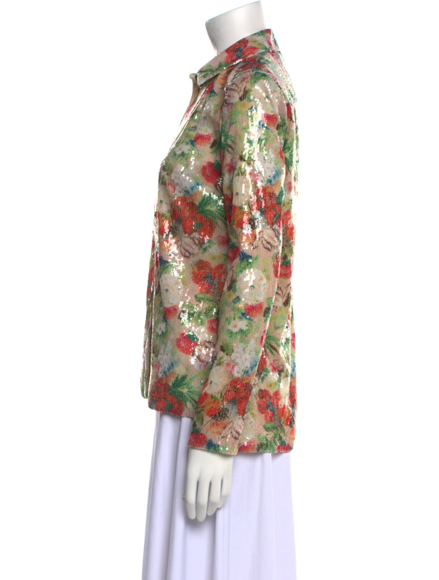 Rosetta Getty Sequin Floral Print Button-Up Top w/ Tags