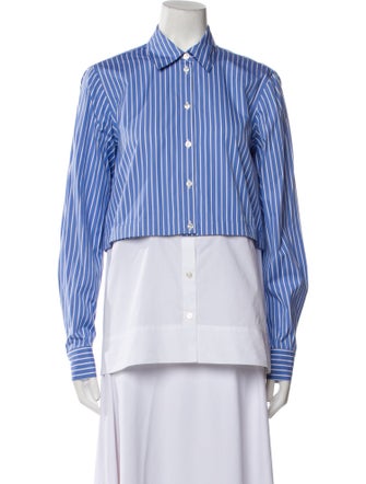 Rosetta Getty Striped Long Sleeve Button-Up Top