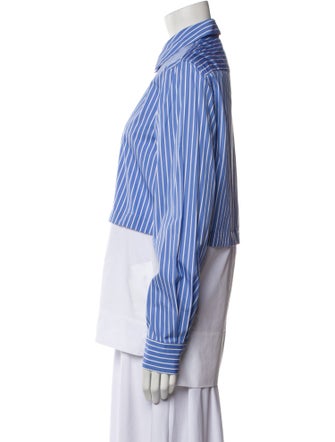 Rosetta Getty Striped Long Sleeve Button-Up Top