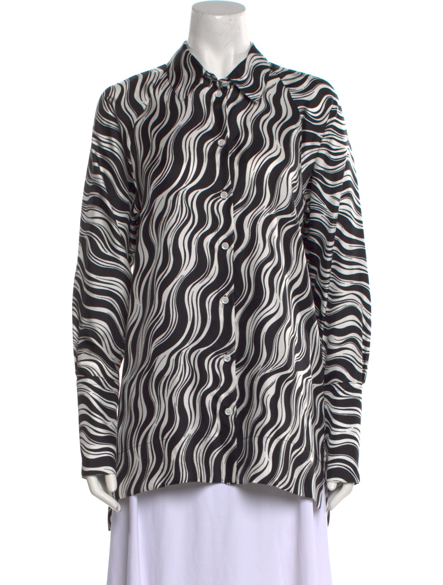 Rosetta Getty Silk Printed Button-Up Top w/ Tags