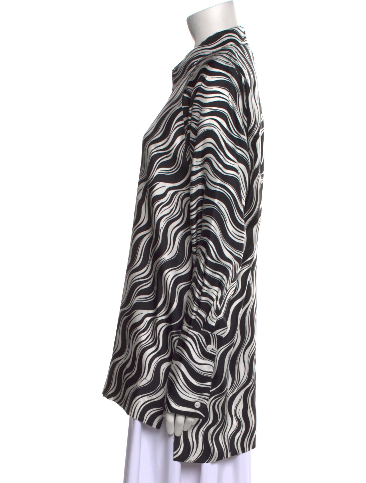 Rosetta Getty Silk Printed Button-Up Top w/ Tags