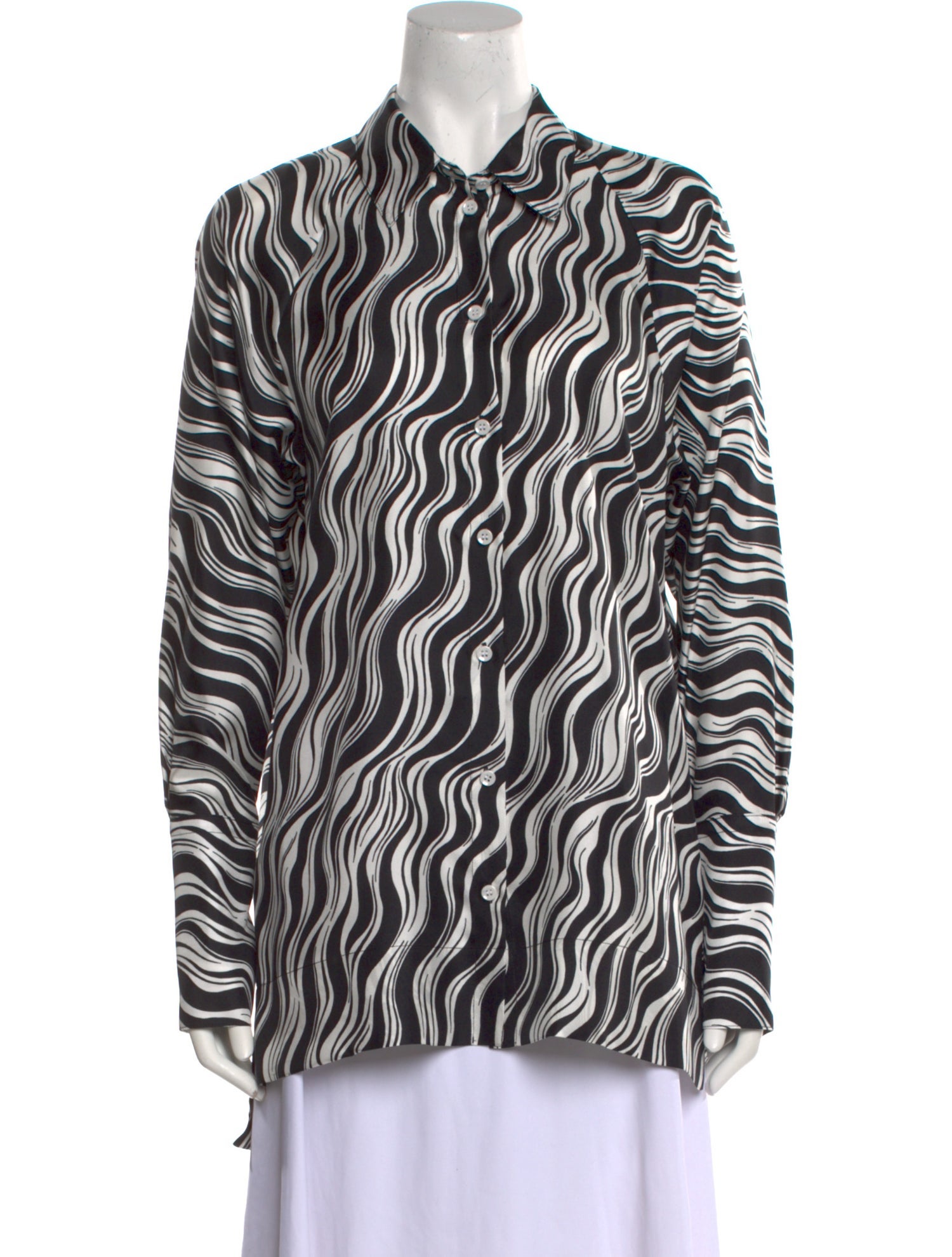 Rosetta Getty Silk Printed Button-Up Top w/ Tags