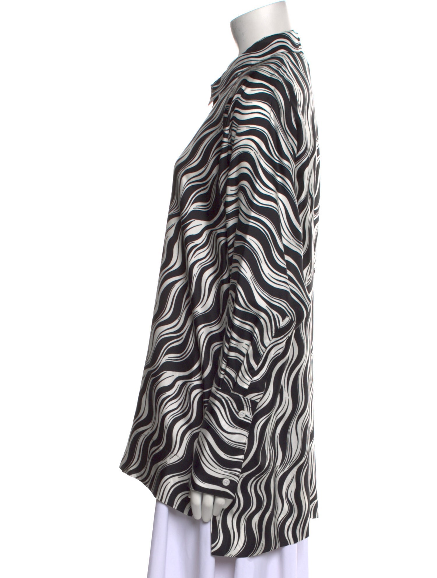 Rosetta Getty Silk Printed Button-Up Top w/ Tags