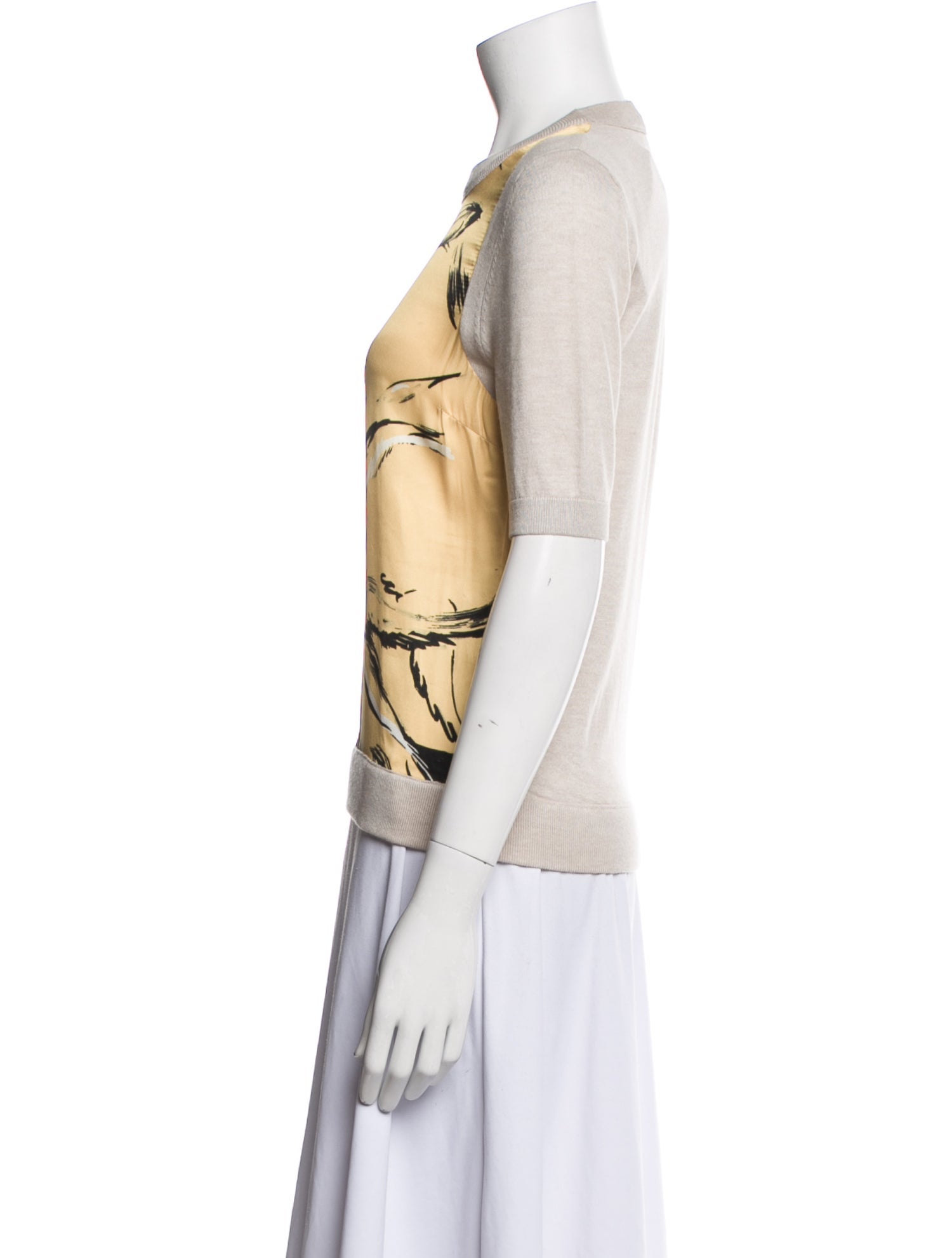 Rosetta Getty Printed Scoop Neck Sweater