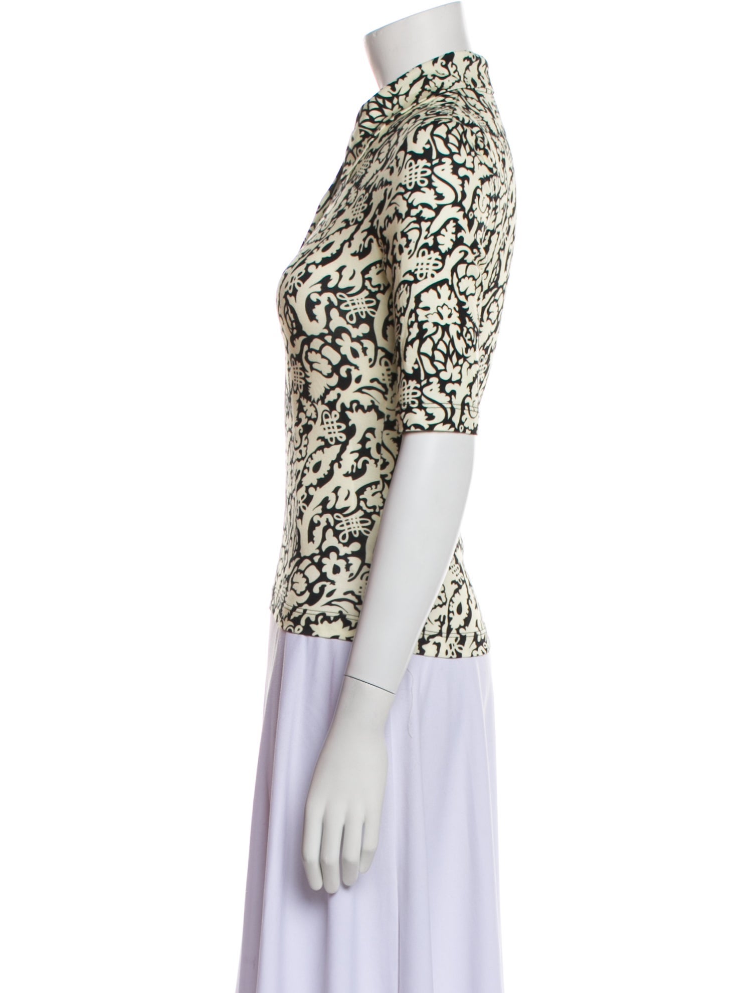 Rosetta Getty Animal Print Three-Quarter Sleeve Polo w/ Tags