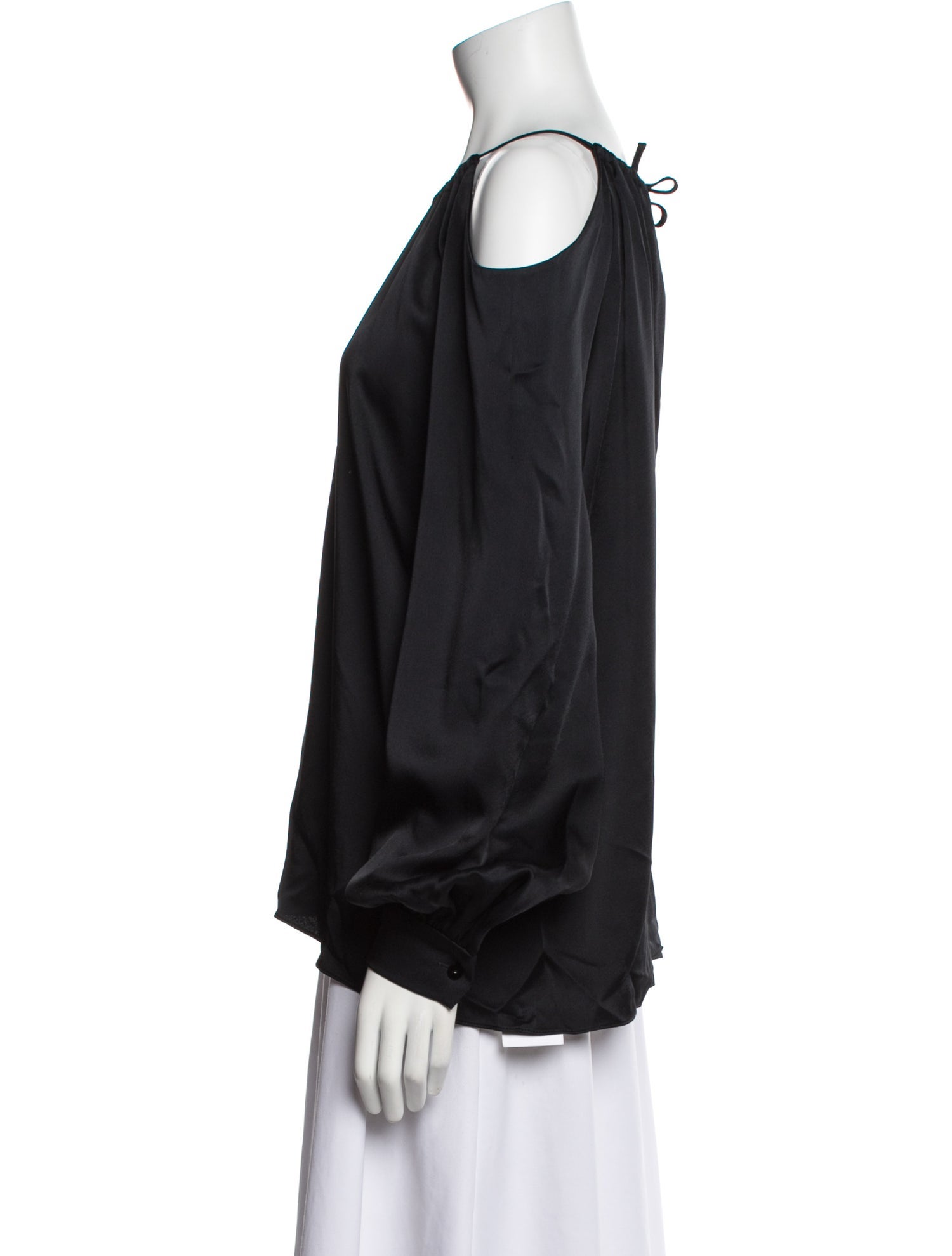 Rosetta Getty Off-The-Shoulder Long Sleeve Blouse