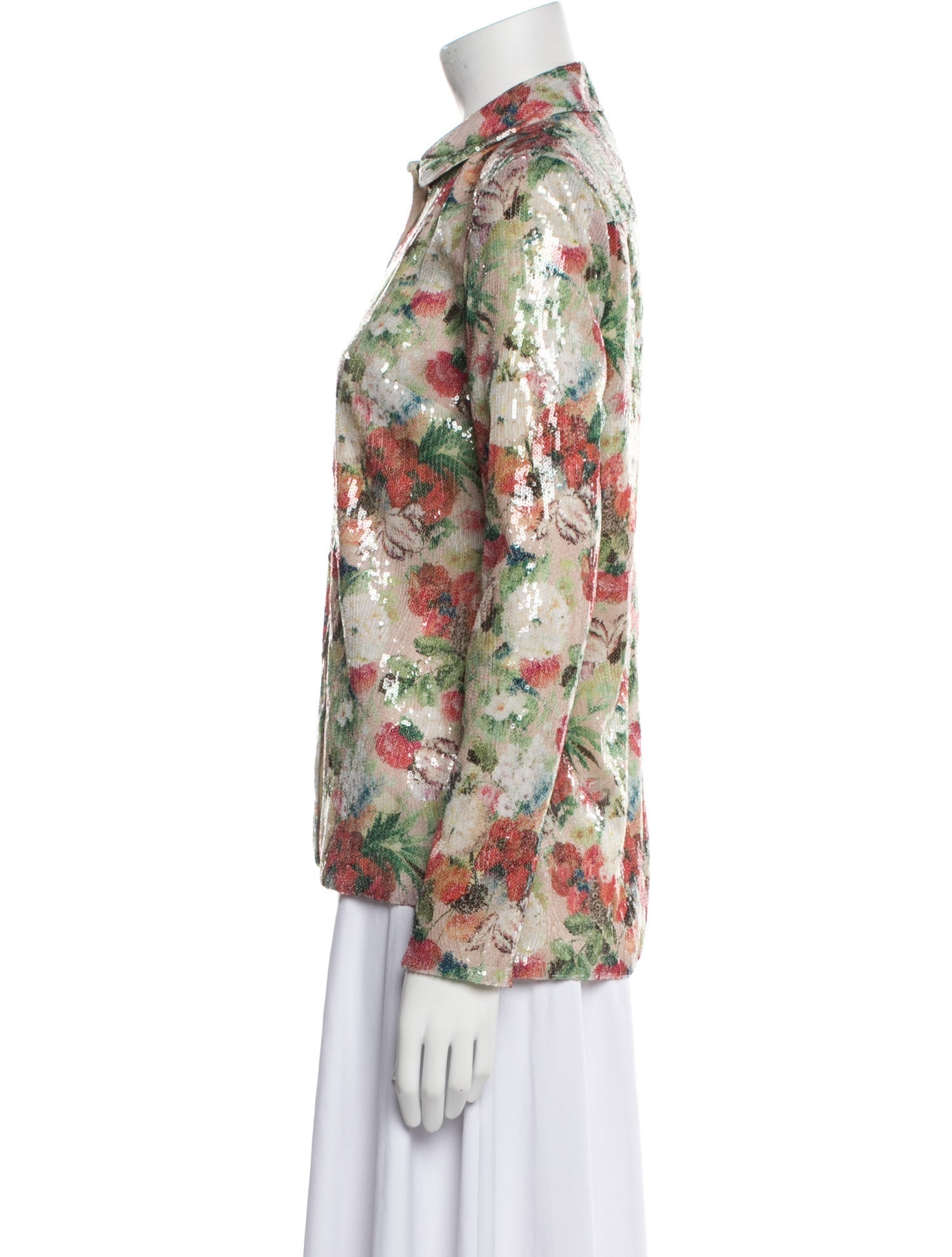 Rosetta Getty Sequin Floral Print Button-Up Top w/ Tags