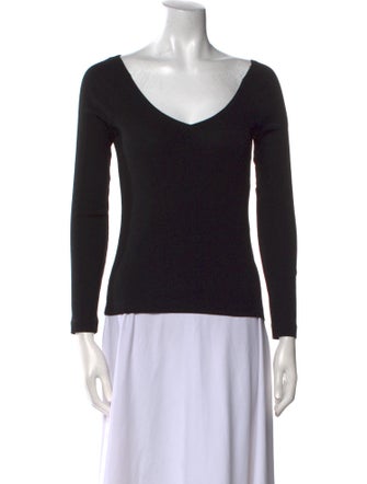 Rosetta Getty V-Neck Long Sleeve Top