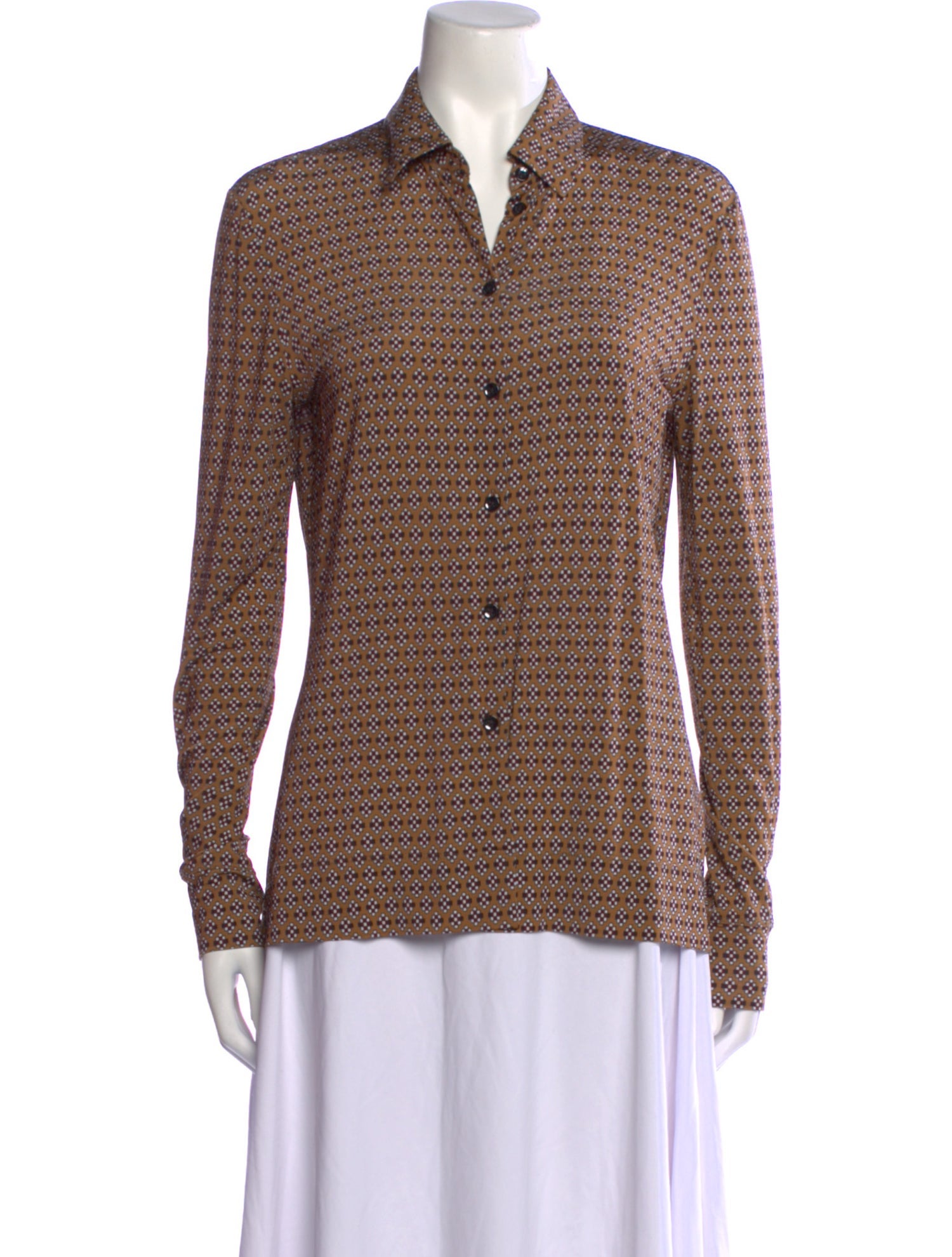 Rosetta Getty Printed Long Sleeve Button-Up Top