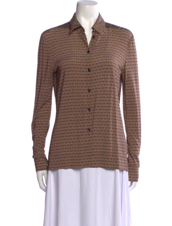 Rosetta Getty Printed Long Sleeve Button-Up Top