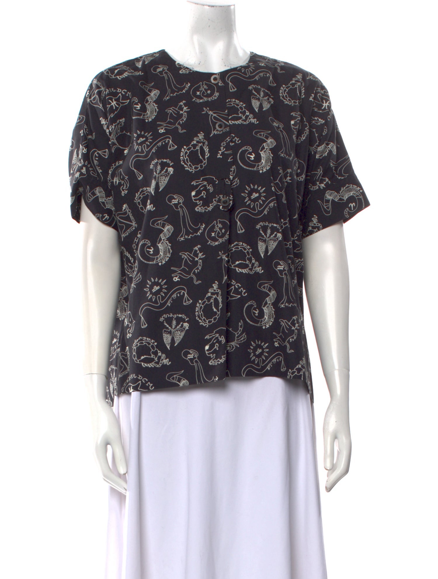 Rosetta Getty Printed Crew Neck Blouse w/ Tags