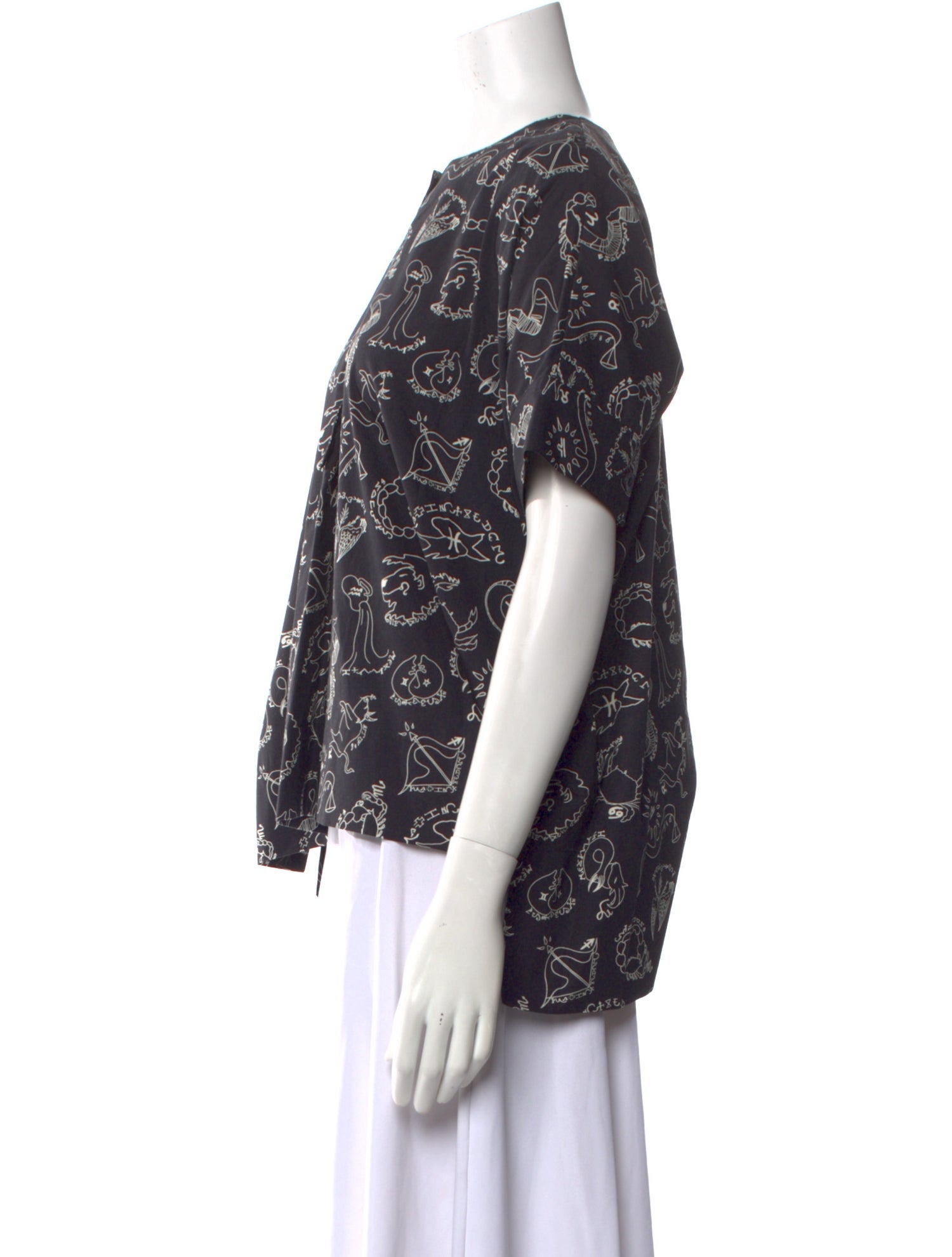 Rosetta Getty Printed Crew Neck Blouse w/ Tags