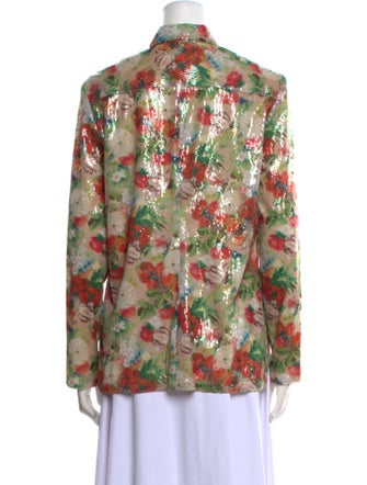 Rosetta Getty Floral Print Long Sleeve Button-Up Top