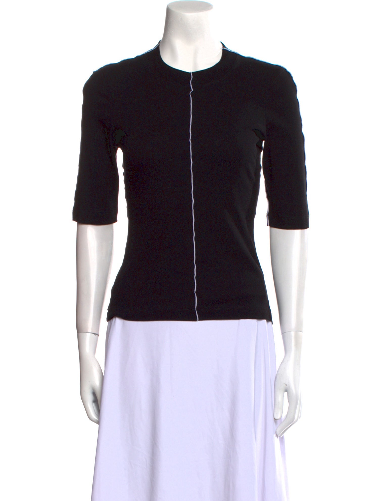 Rosetta Getty Crew Neck Three-Quarter Sleeve Top