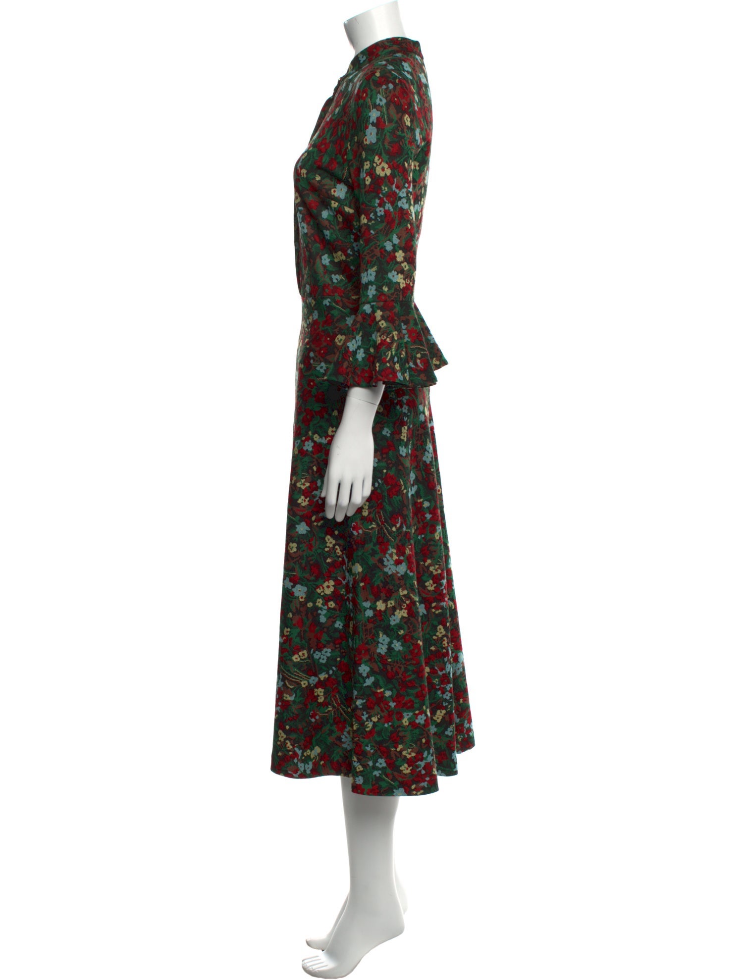 Rosetta Getty Floral Print Midi Length Dress