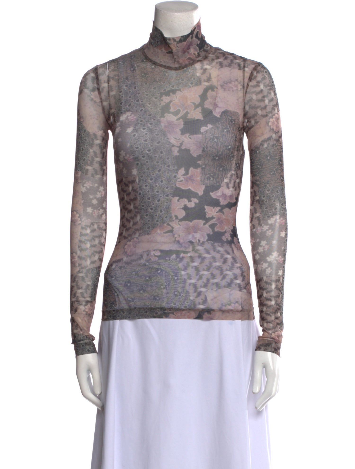 Rosetta Getty Floral Print Turtleneck Top