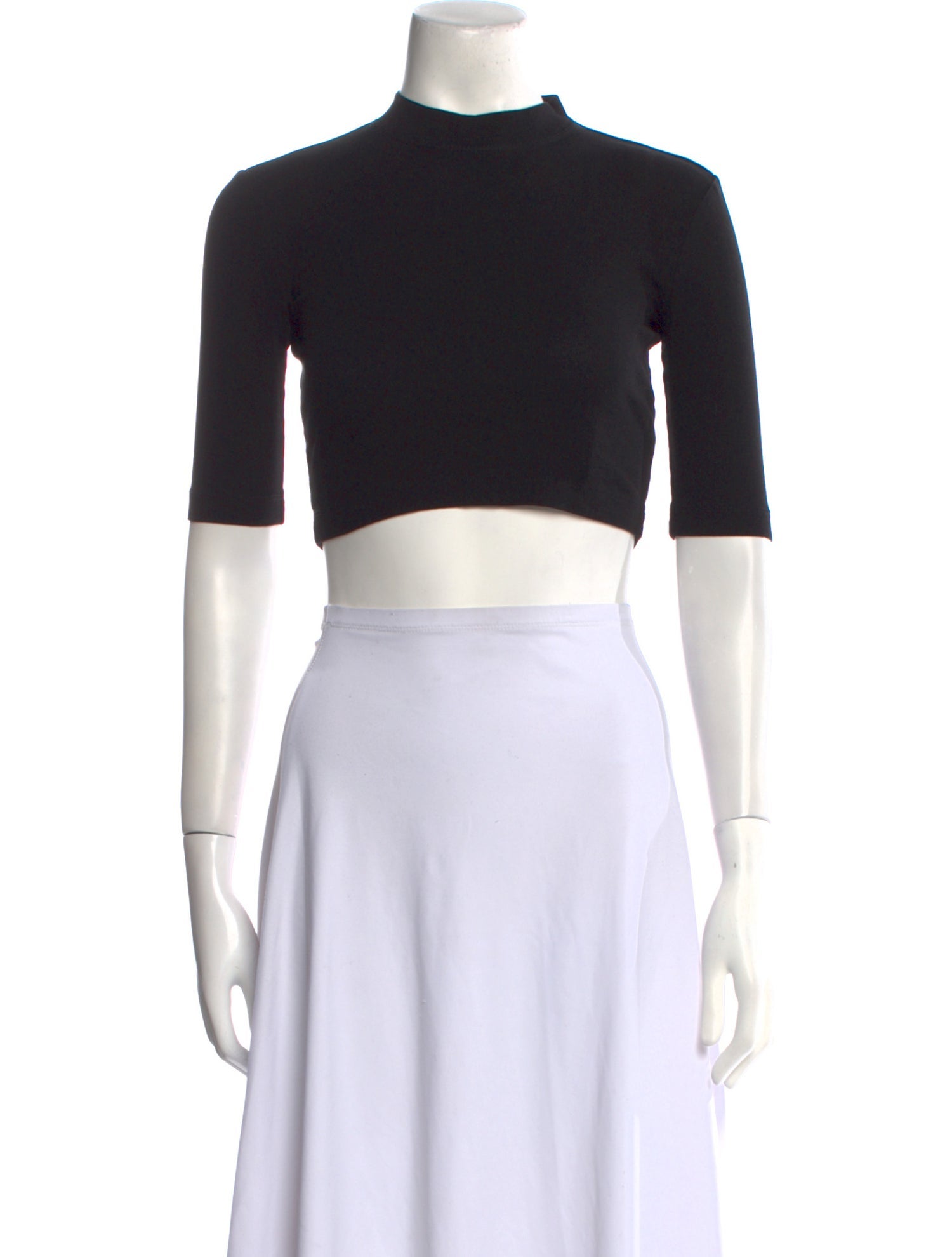 Rosetta Getty Mock Neck Short Sleeve Crop Top