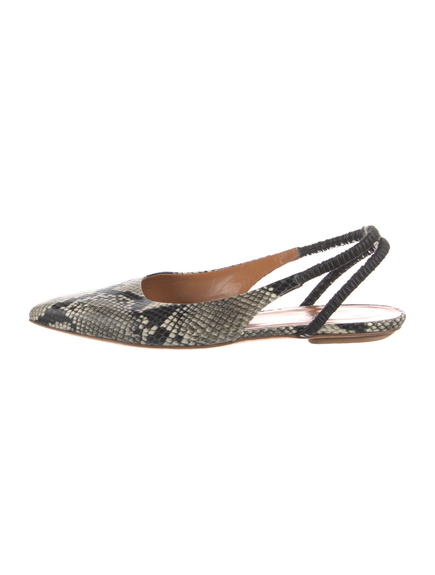 Rosetta Getty Leather Animal Print Slingback Flats
