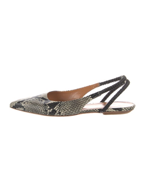 Rosetta Getty Leather Animal Print Slingback Flats