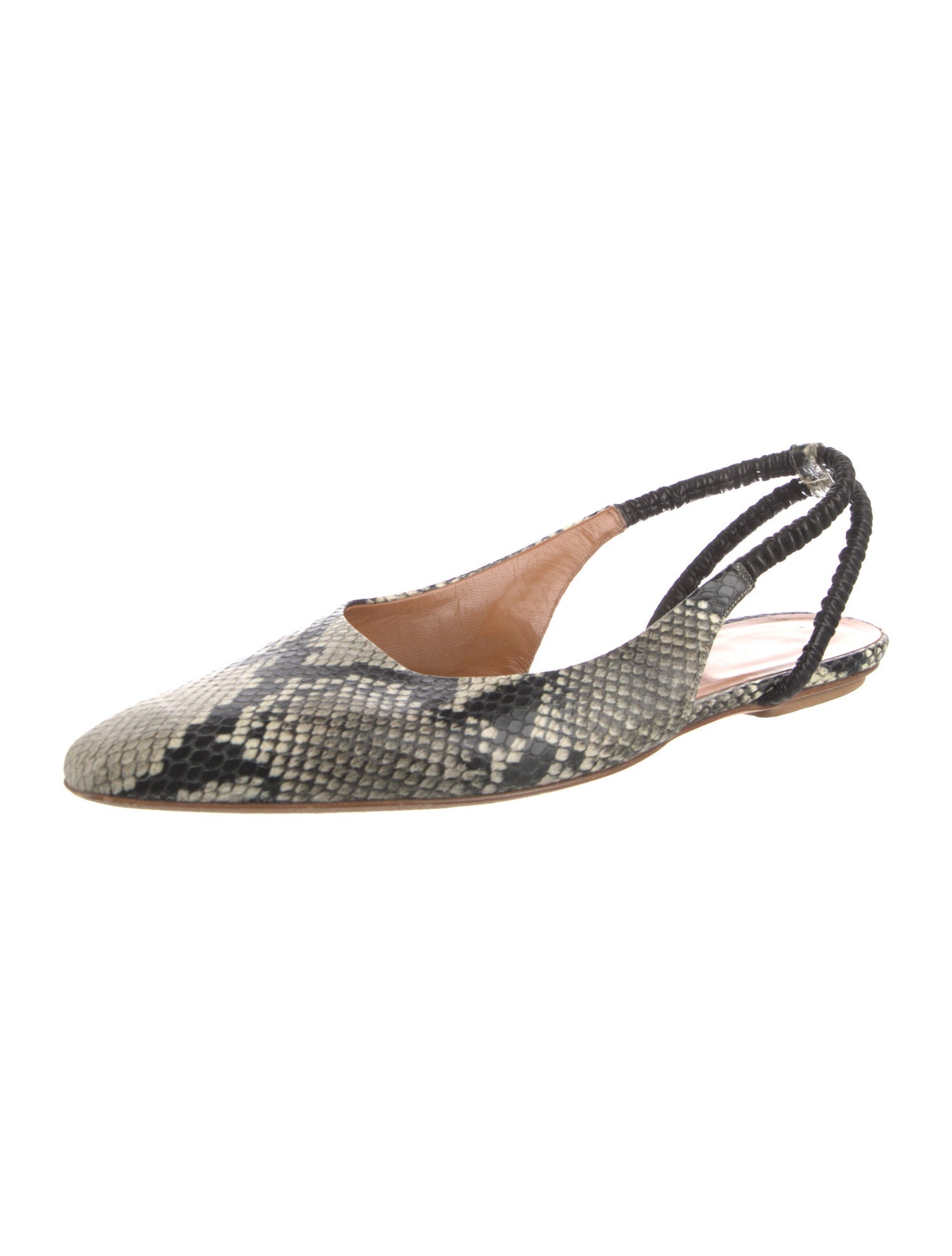 Rosetta Getty Leather Animal Print Slingback Flats