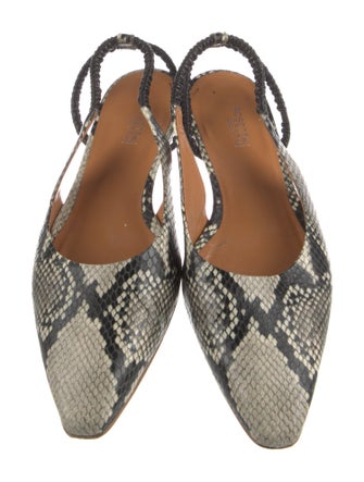 Rosetta Getty Leather Animal Print Slingback Flats