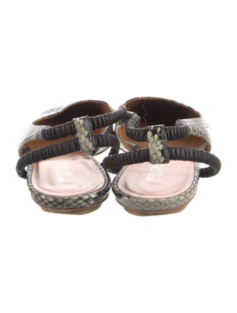 Rosetta Getty Leather Animal Print Slingback Flats