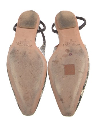 Rosetta Getty Leather Animal Print Slingback Flats