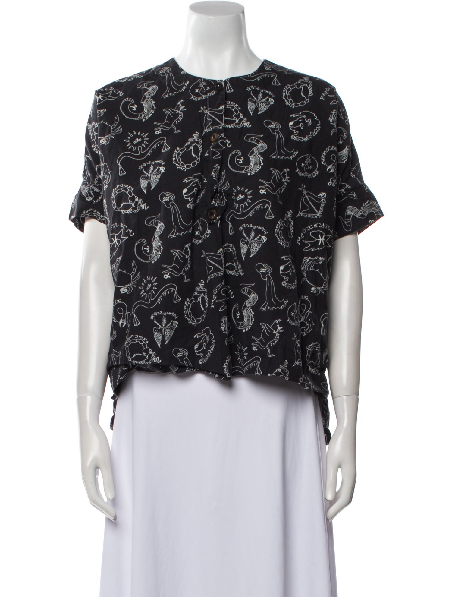Rosetta Getty Printed Crew Neck Blouse