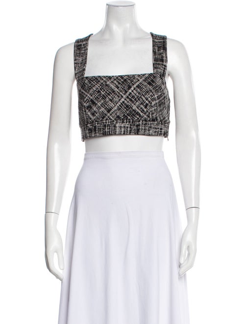 Rosetta Getty Tweed Pattern Square Neckline Crop Top
