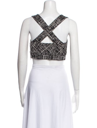 Rosetta Getty Tweed Pattern Square Neckline Crop Top