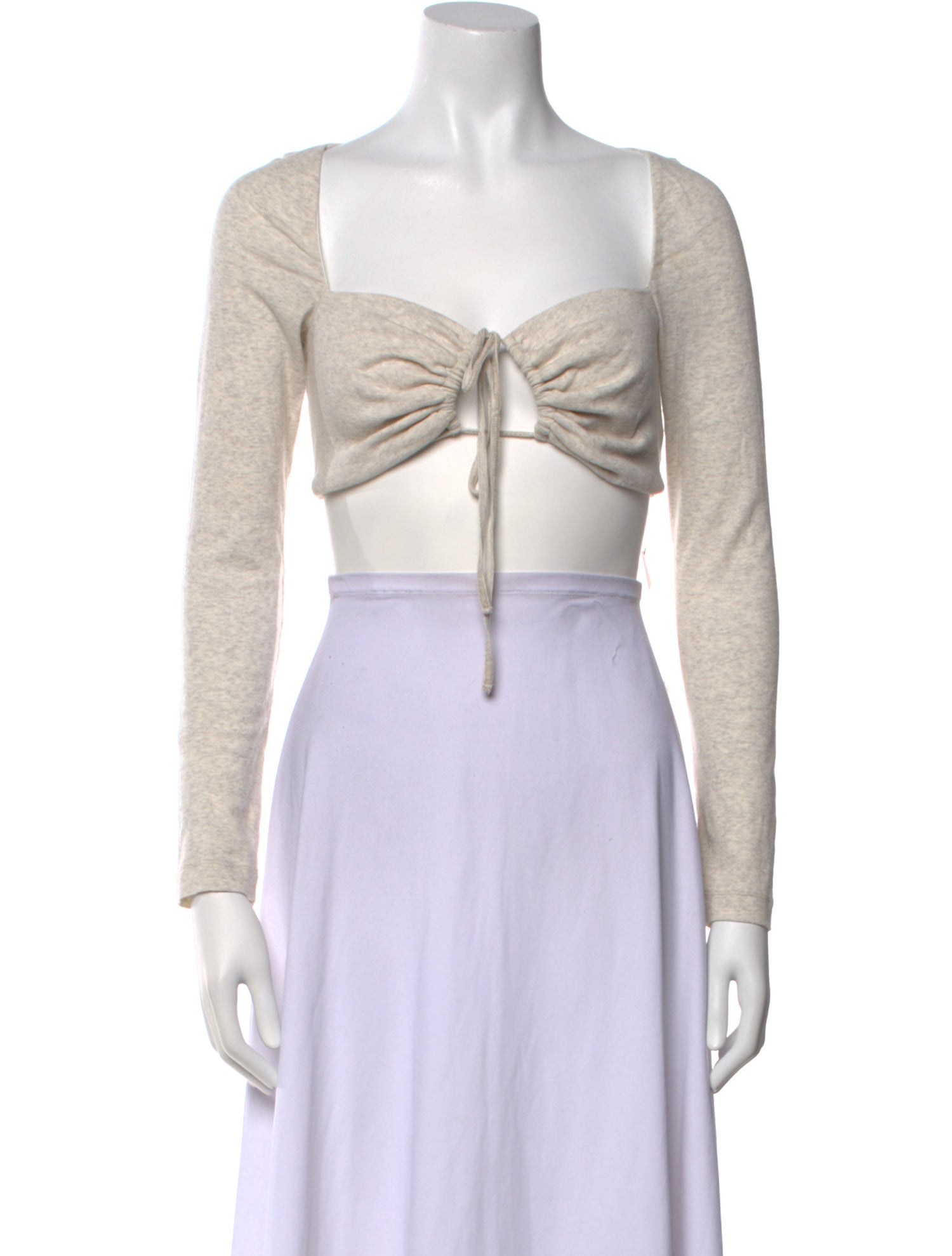 Rosetta Getty Square Neckline Long Sleeve Crop Top