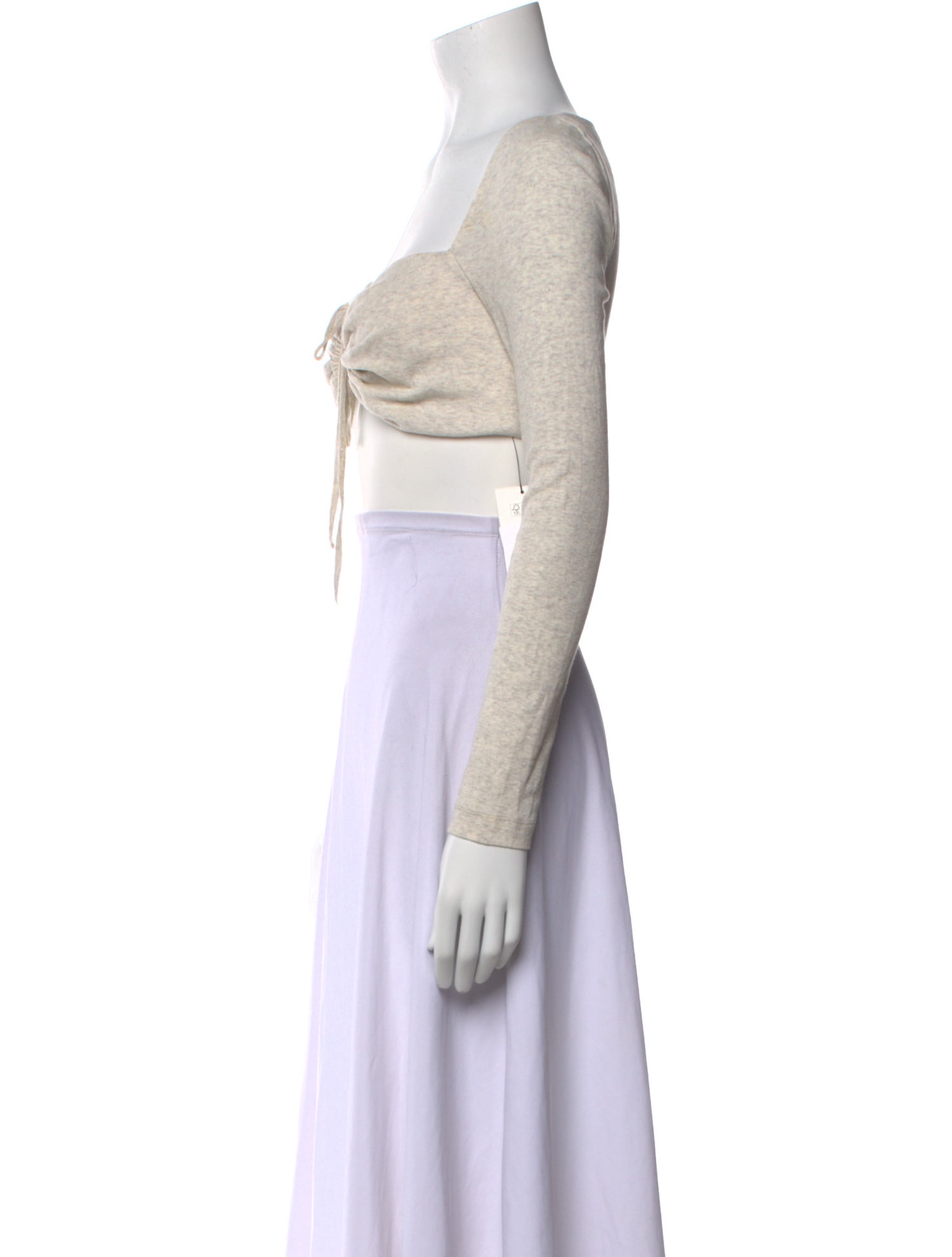 Rosetta Getty Square Neckline Long Sleeve Crop Top