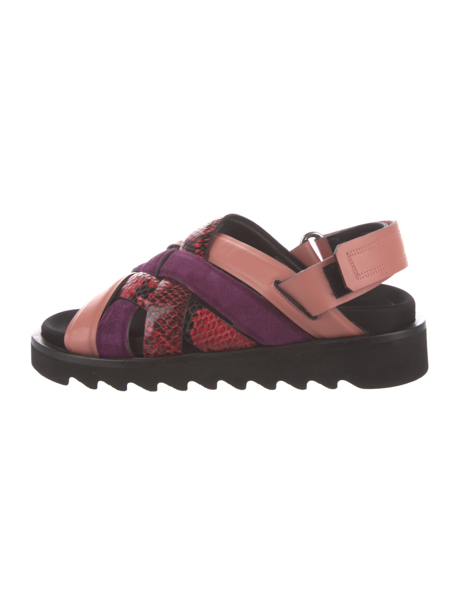 Rosetta Getty Leather Animal Print Slingback Sandals