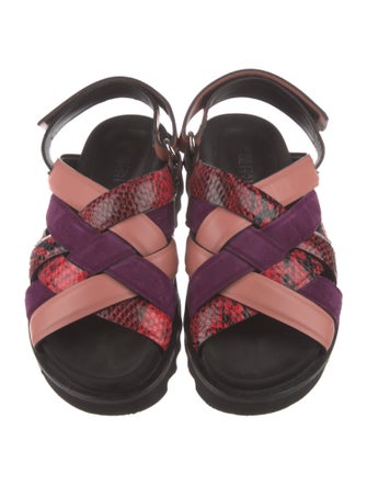 Rosetta Getty Leather Animal Print Slingback Sandals