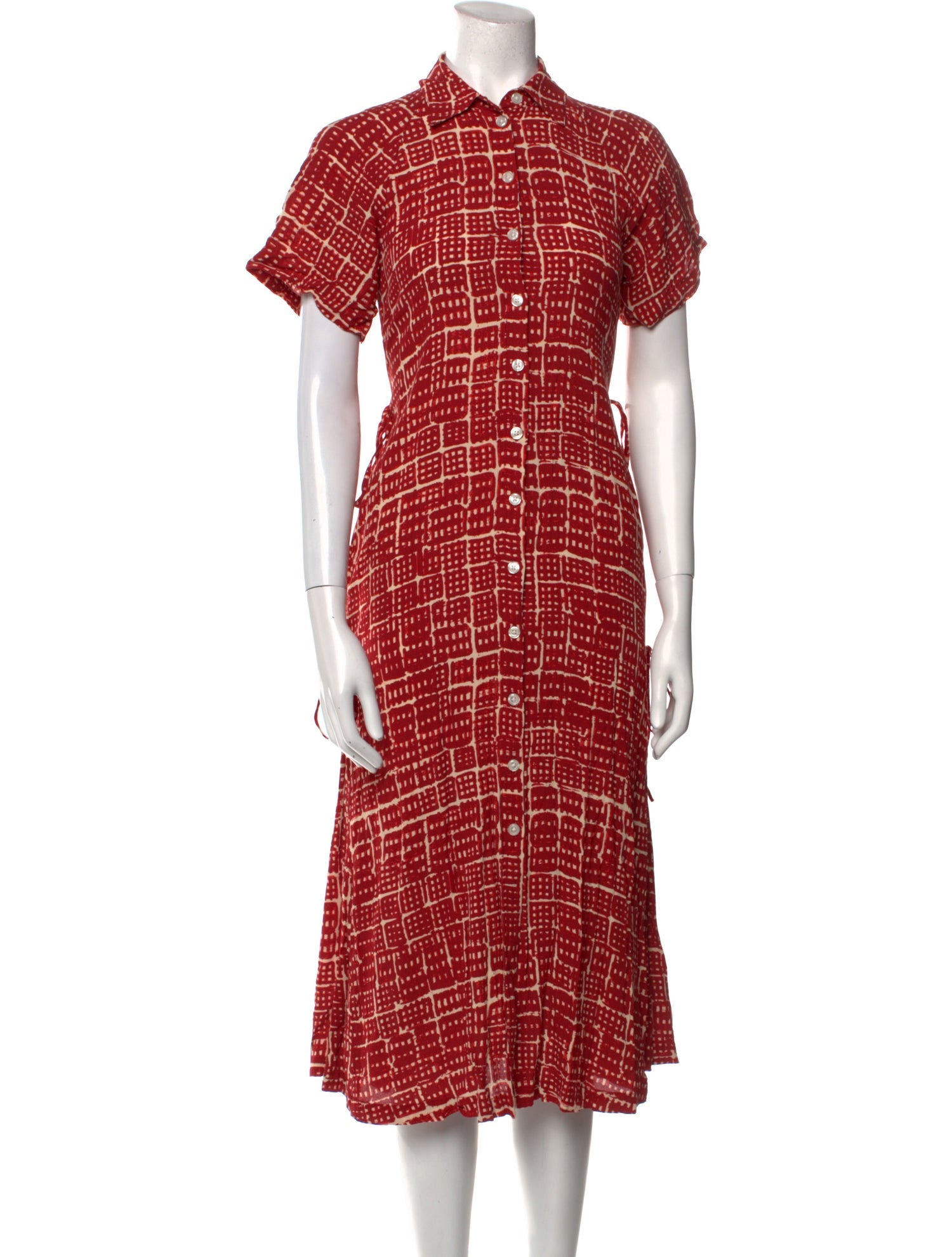 Rosetta Getty Plaid Print Midi Length Dress