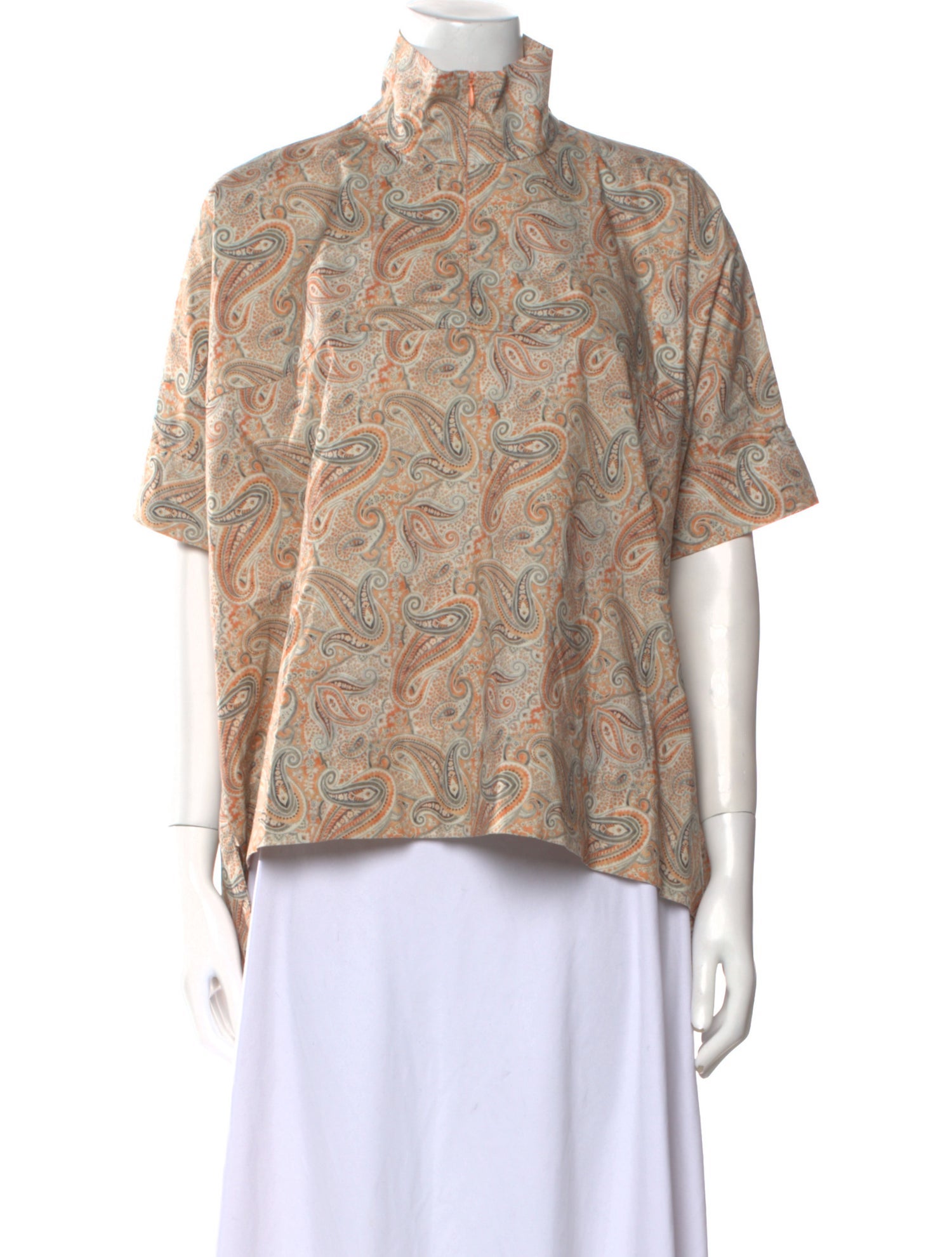 Rosetta Getty Paisley Print Mock Neck Blouse