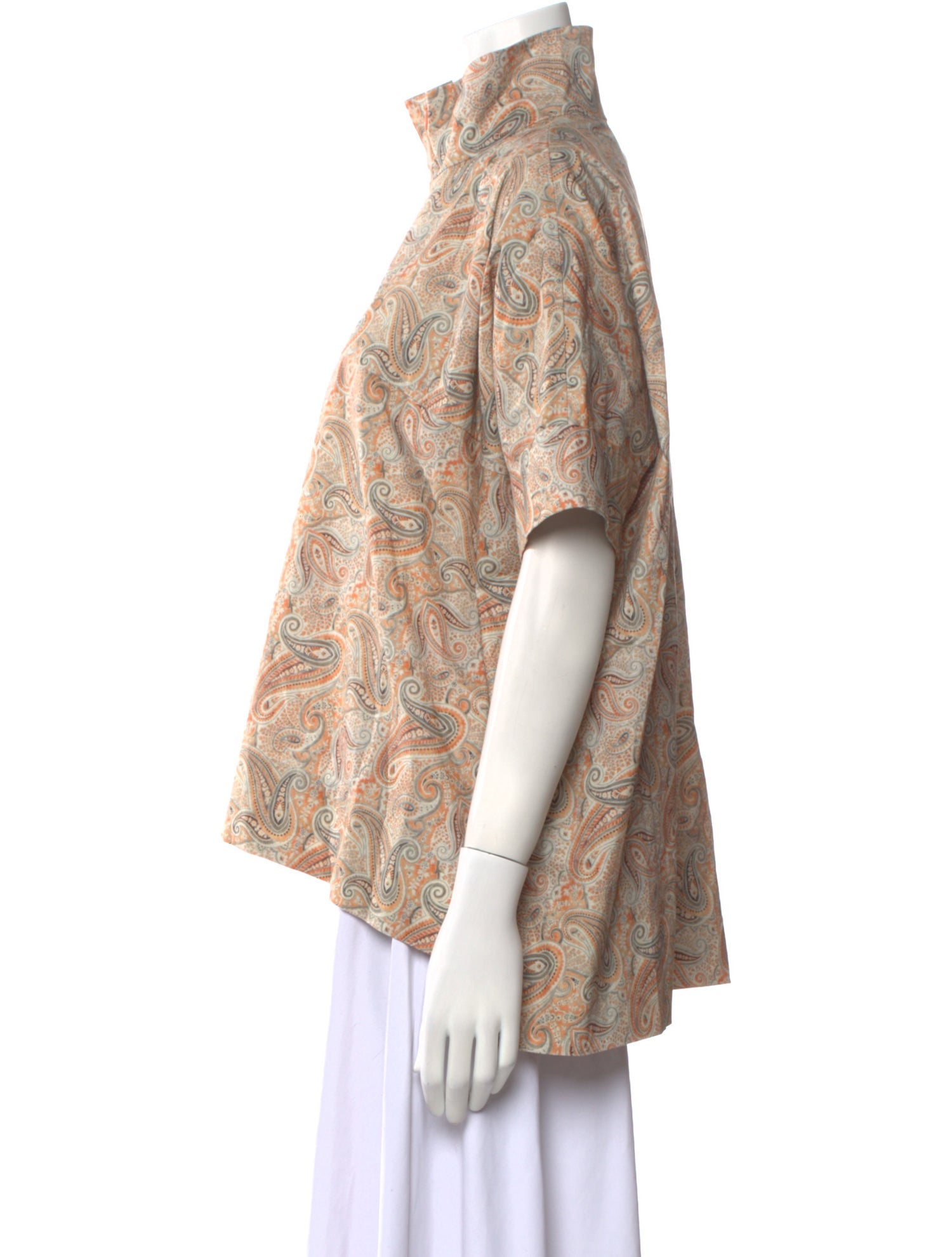 Rosetta Getty Paisley Print Mock Neck Blouse