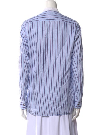 Rosetta Getty Striped Mock Neck Button-Up Top