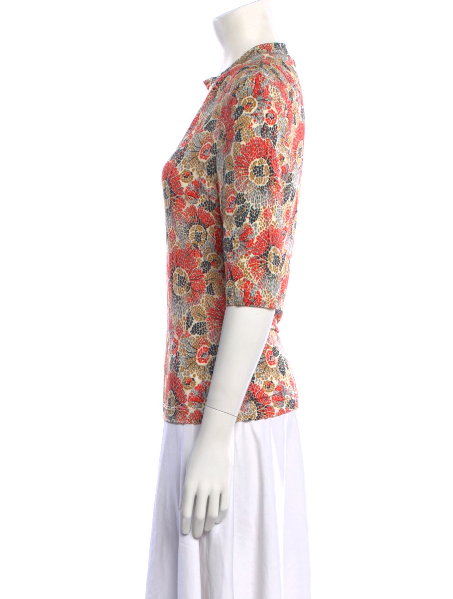 Rosetta Getty Floral Print Crew Neck Blouse