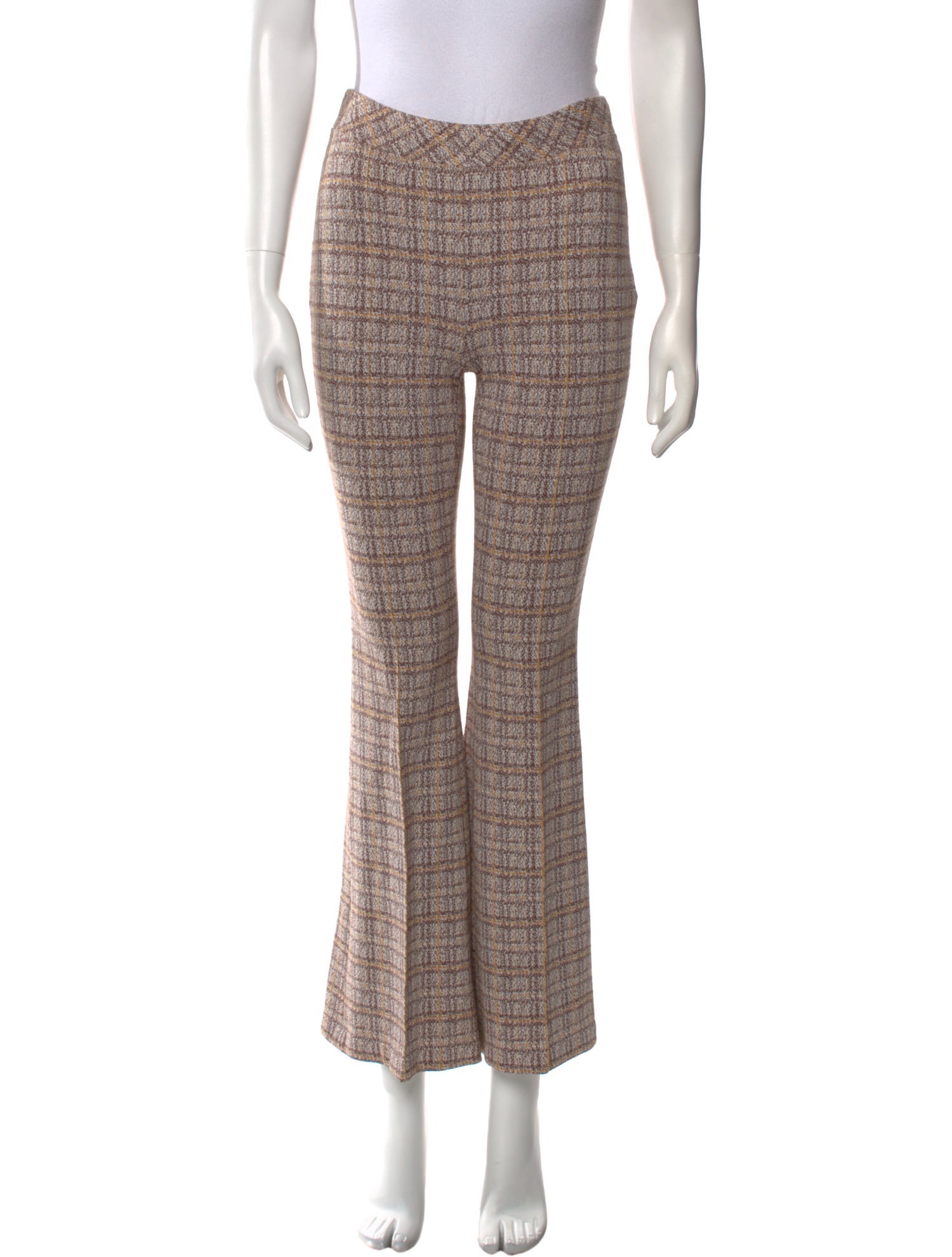 Rosetta Getty Plaid Print Wide Leg Pants